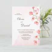Faire-part de mariage Fleurs roses rustiques moder (Debout devant)