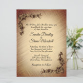 Faire-part de mariage Fleurs Rustique Profond (Debout devant)
