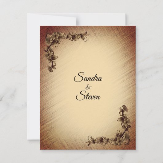 Faire-part de mariage Fleurs Rustique Profond (Dos)