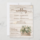Faire-part de mariage Fleurs rustiques sur bois (Devant)