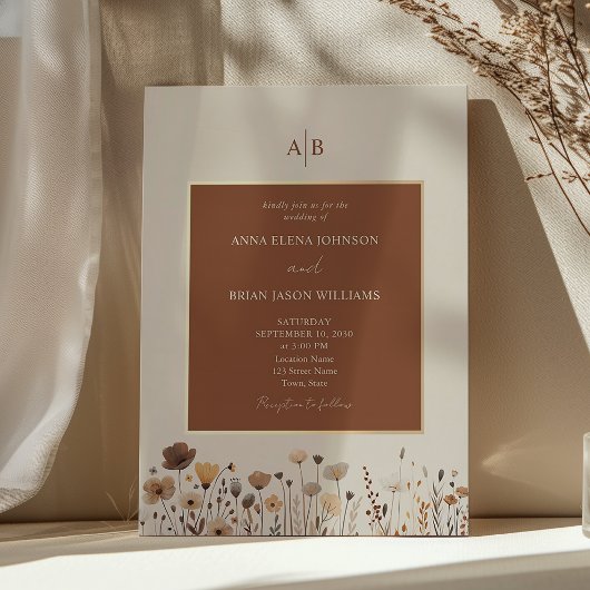 Faire-part de mariage Fleurs sauvages Bohème Terra