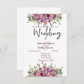 Faire-part de mariage fleurs sauvages d'aquarelle (Devant / Derrière)