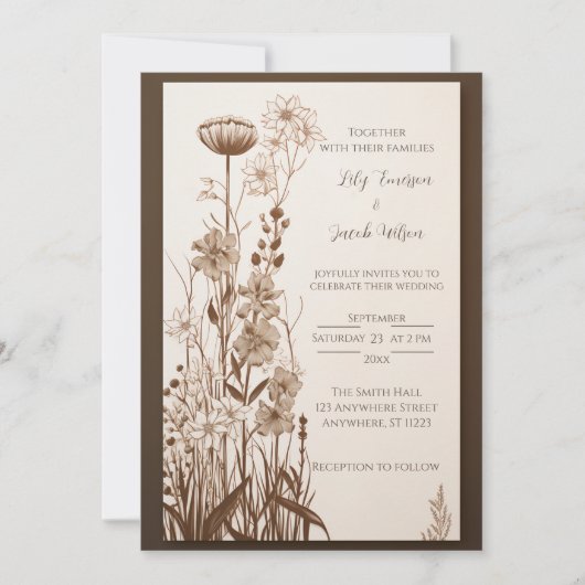 Faire-part de mariage Fleurs sauvages Rustique d'a (Devant)