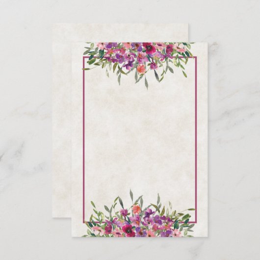 Faire-part de mariage Fleurs sauvages violettes bu (Devant / Derrière)