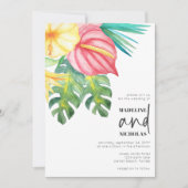 Faire-part de mariage Fleurs tropicales Verdure (Devant)