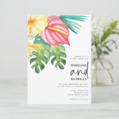Faire-part de mariage Fleurs tropicales Verdure (Debout devant)