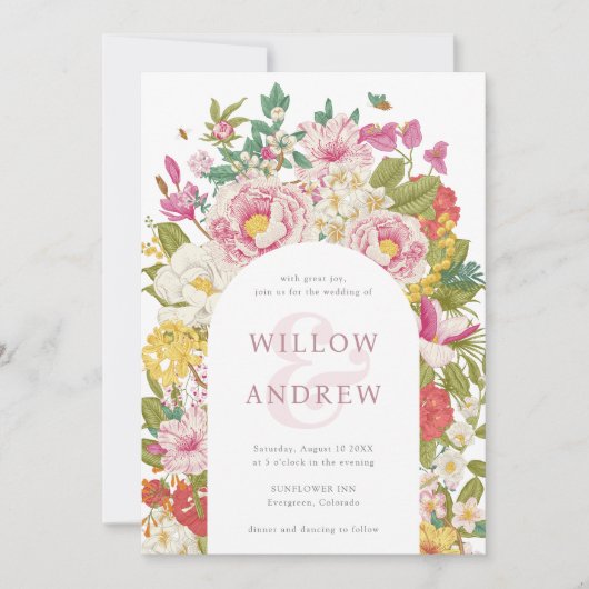 Faire-part de mariage Fleurs Vintage (Devant)