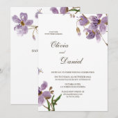 Faire-part de mariage Fleurs Violettes Rustiques M (Devant / Derrière)
