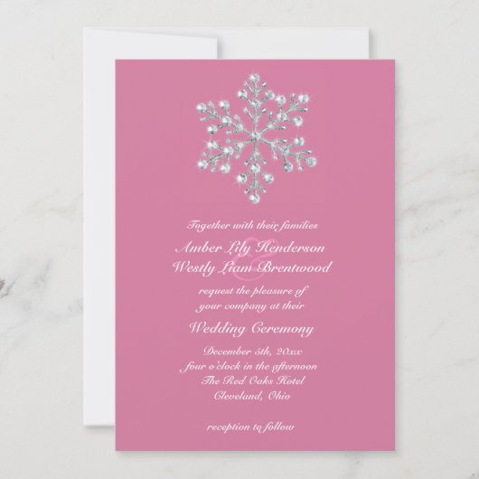 Faire-part de mariage Flocon de neige d'hiver 2 (Devant)