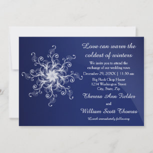 Faire-part de mariage flocon de neige moderne bleu