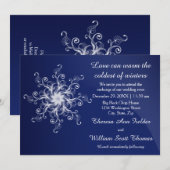 Faire-part de mariage flocon de neige moderne bleu (Devant / Derrière)