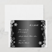 Faire-part de mariage Flocon de neige noir et blan (Devant / Derrière)