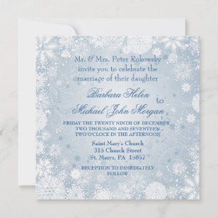 Faire-part de mariage flocons de neige blancs sur
