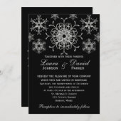 Faire-part de mariage Flocons de neige Silver Glit (Devant / Derrière)