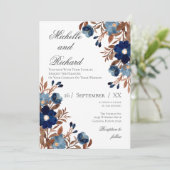 Faire-part de mariage Flora Bleu (Debout devant)