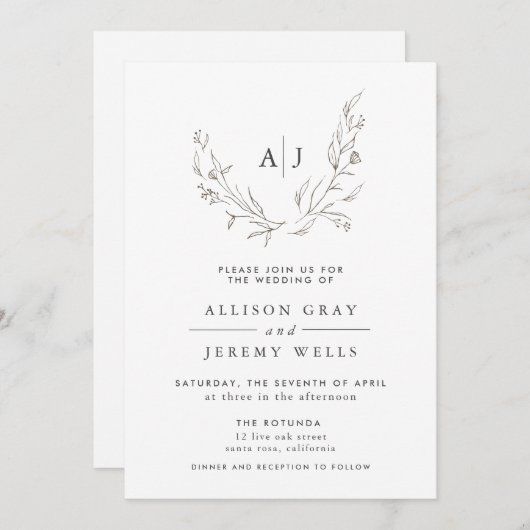 Faire-part de mariage floral (Devant / Derrière)