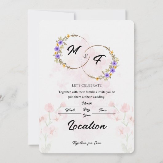 Faire-part de mariage floral (Devant)