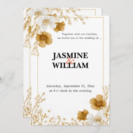 ✨ Faire-part de mariage Floral 💐 💍 (Devant / Derrière)