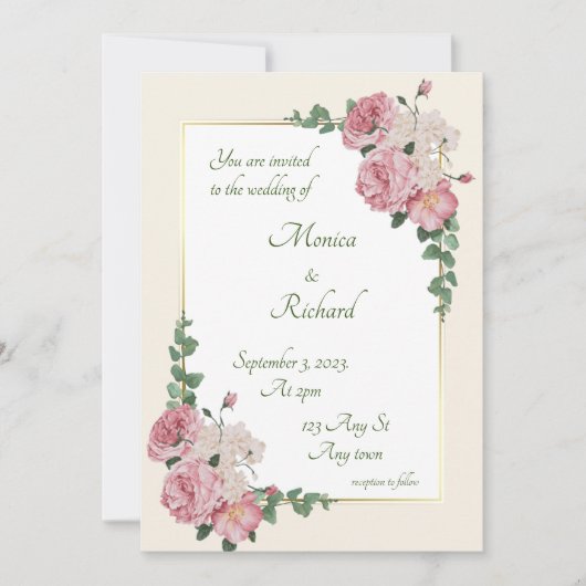 Faire-part de mariage floral (Devant)