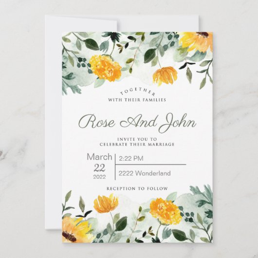 Faire-part de mariage floral (Devant)