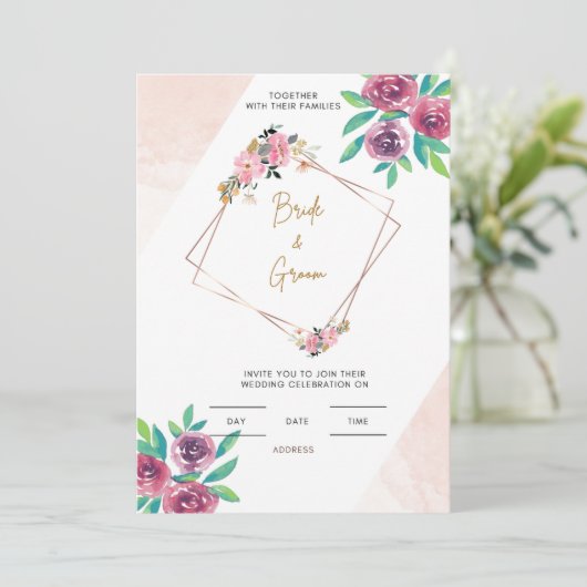 Faire-part de mariage floral (Debout devant)