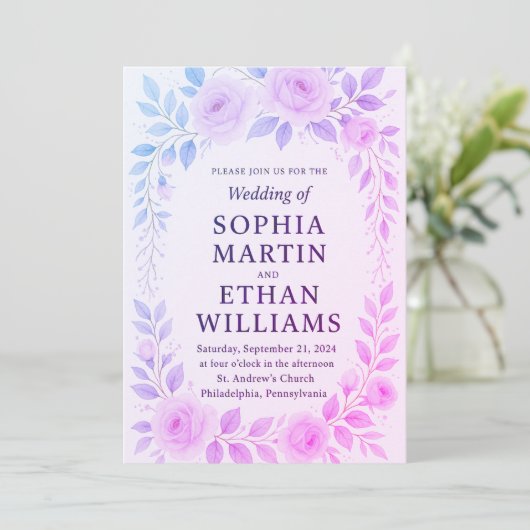 faire-part de mariage floral (Debout devant)