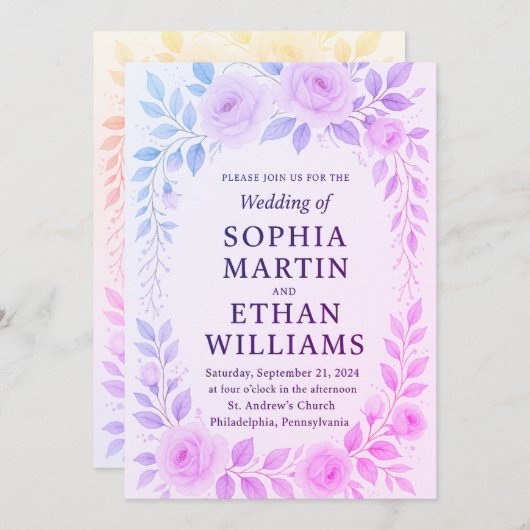 faire-part de mariage floral (Devant / Derrière)