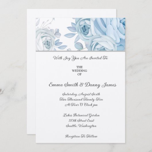 Faire-part de mariage floral (Devant / Derrière)