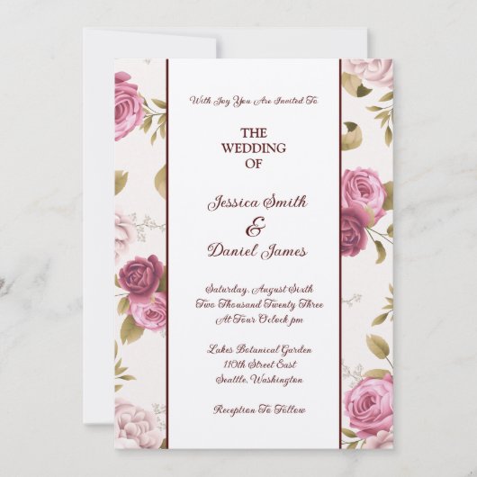 Faire-part de mariage floral (Devant)