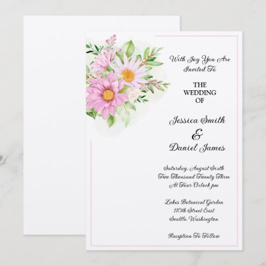 Faire-part de mariage floral (Devant / Derrière)