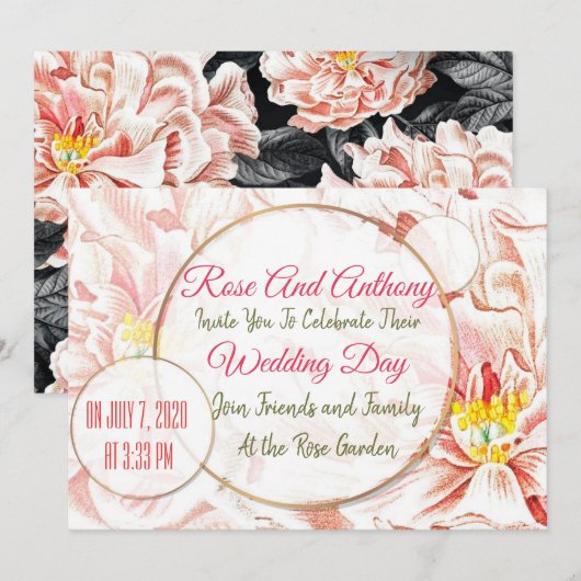 Faire-part de mariage floral (Devant / Derrière)