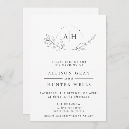 Faire-part de mariage floral (Devant / Derrière)