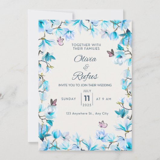 Faire-part de mariage floral (Devant)