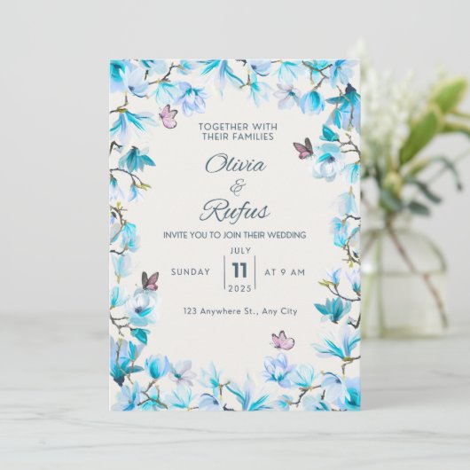 Faire-part de mariage floral (Debout devant)