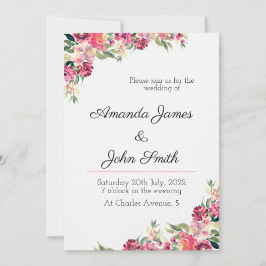 Faire-part de mariage floral (Devant)