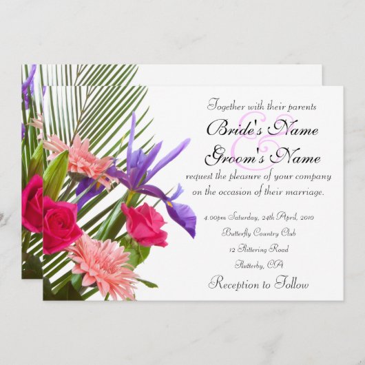 Faire-part de mariage floral (Devant / Derrière)