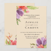 Faire-part de mariage floral (Devant / Derrière)
