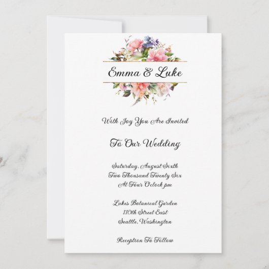 Faire-part de mariage floral (Devant)