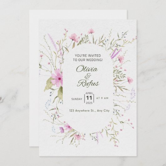 Faire-part de mariage floral (Devant / Derrière)