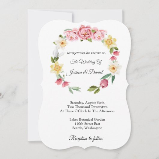 Faire-part de mariage floral (Devant)