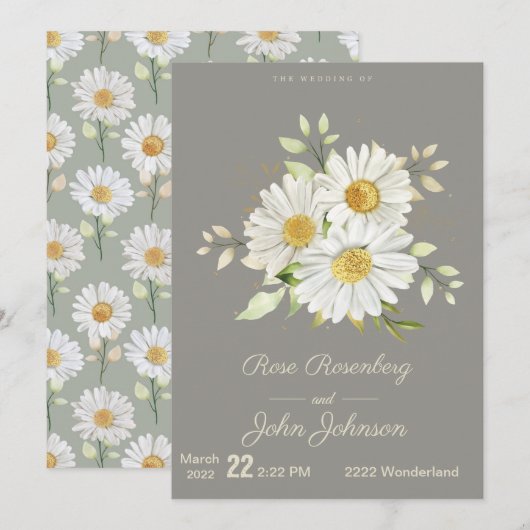 Faire-part de mariage floral (Devant / Derrière)