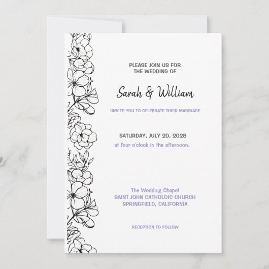 Faire-part de mariage floral (Devant)