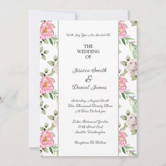 Faire-part de mariage floral (Devant)