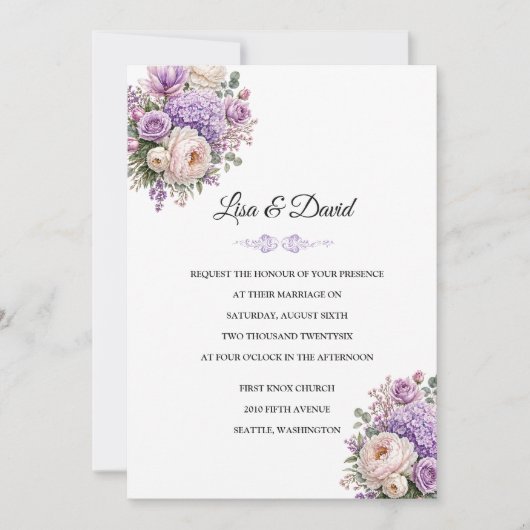 Faire-part de mariage floral (Devant)