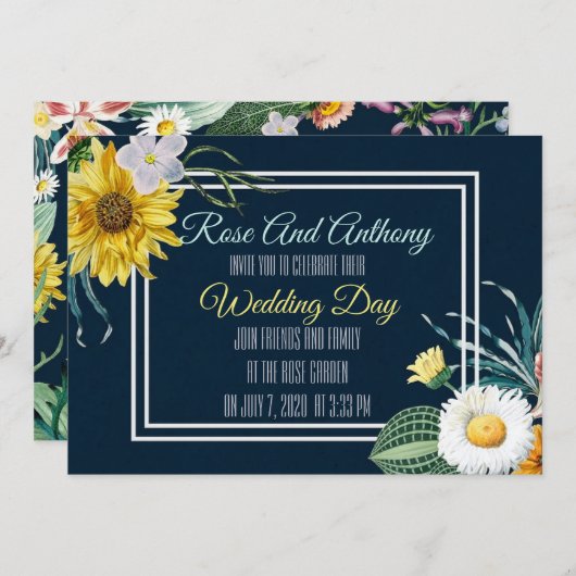 Faire-part de mariage floral (Devant / Derrière)