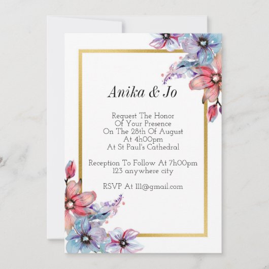 faire-part de mariage, floral (Devant)