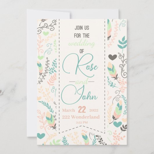 Faire-part de mariage floral (Devant)