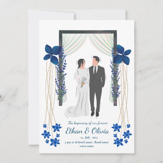 Faire-part de mariage floral (Devant)