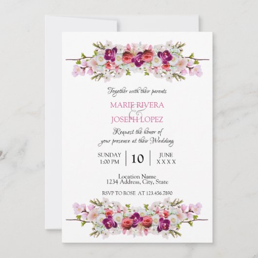 Faire-part de mariage - Floral01 (Devant)