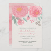 Faire-part de mariage floral à aquarelle peinte à  (Devant / Derrière)